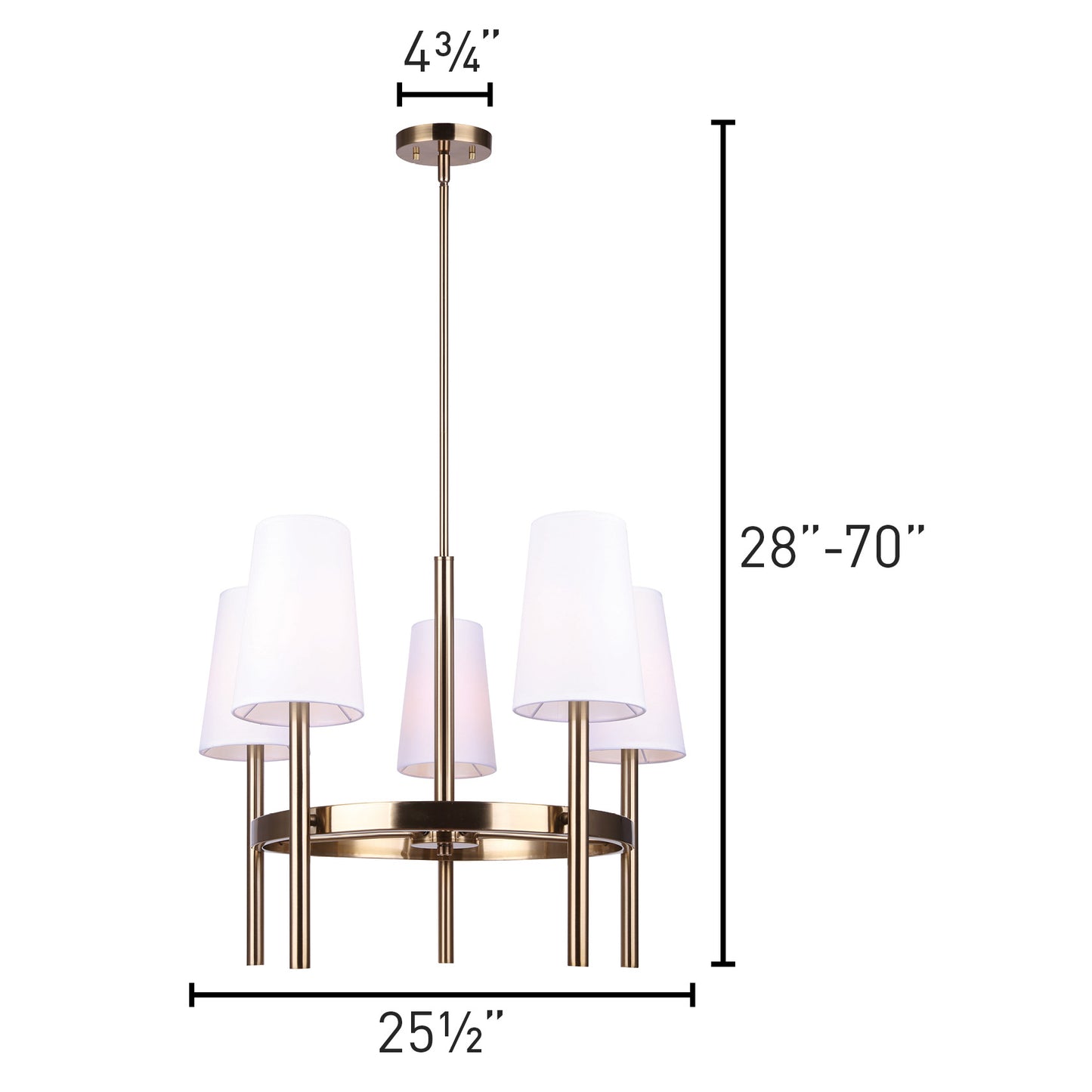 VON, ICH774B05GD, 5 Lt Rod Chandelier