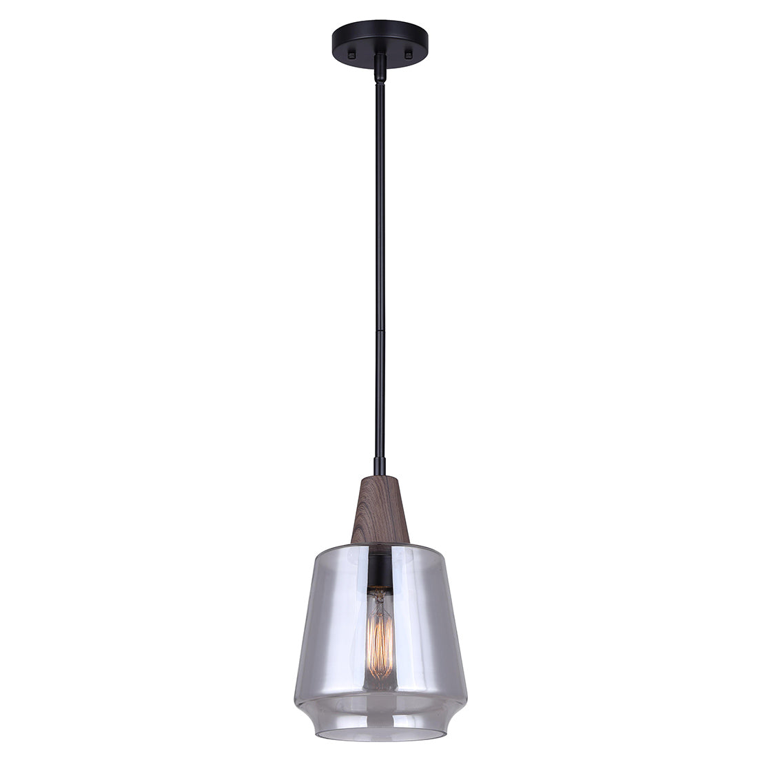 DANTE, IPL2040B01BKW, MBK + Faux Wood, 1 Lt Rod Pendant