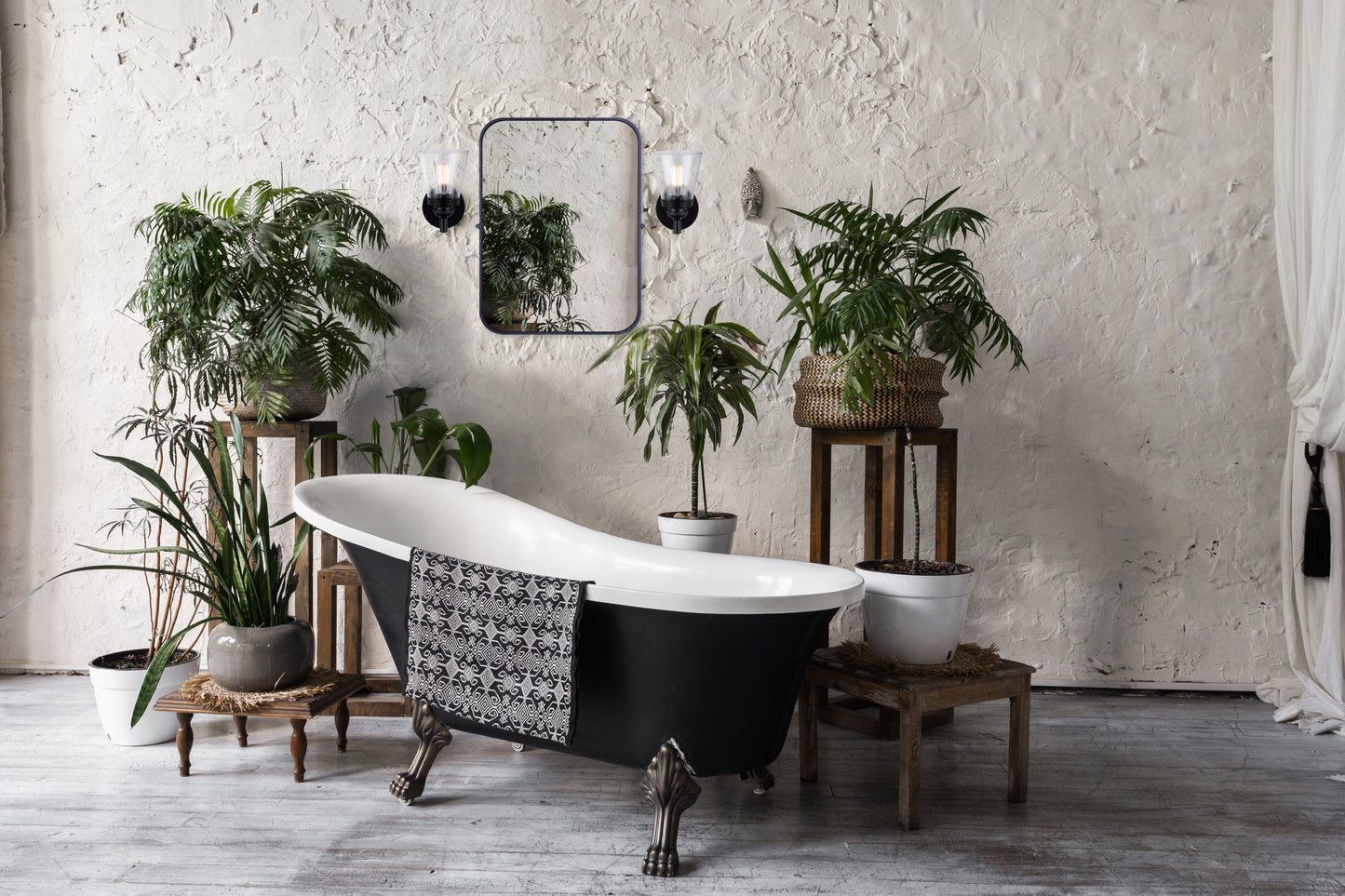 DECLAN, IVL1097A01BK, MBK Color, 1 Lt Vanity, Seeded Glass