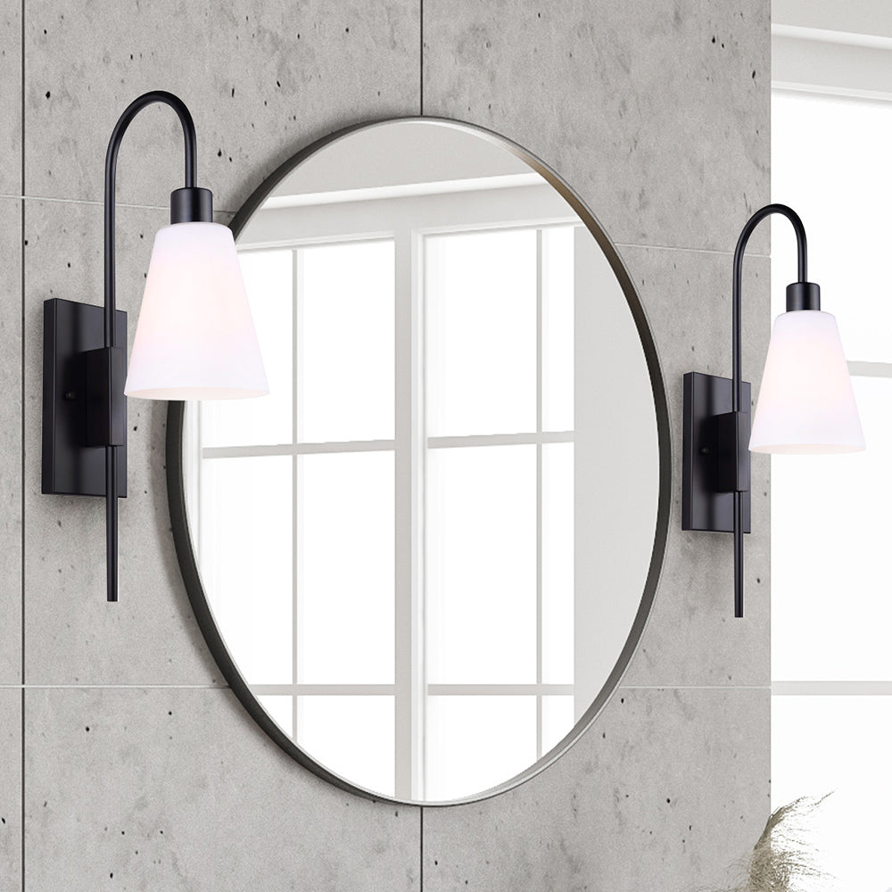 WYLER, IVL1132A01BK, MBK Color, 1 Lt Vanity, Flat Opal Glass