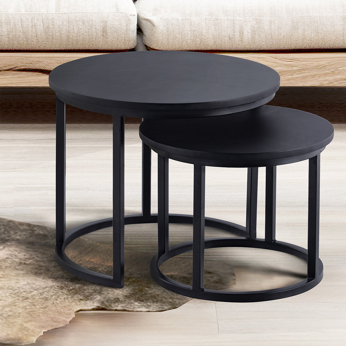 SURI Nested Mango Wood top and Iron Side Table