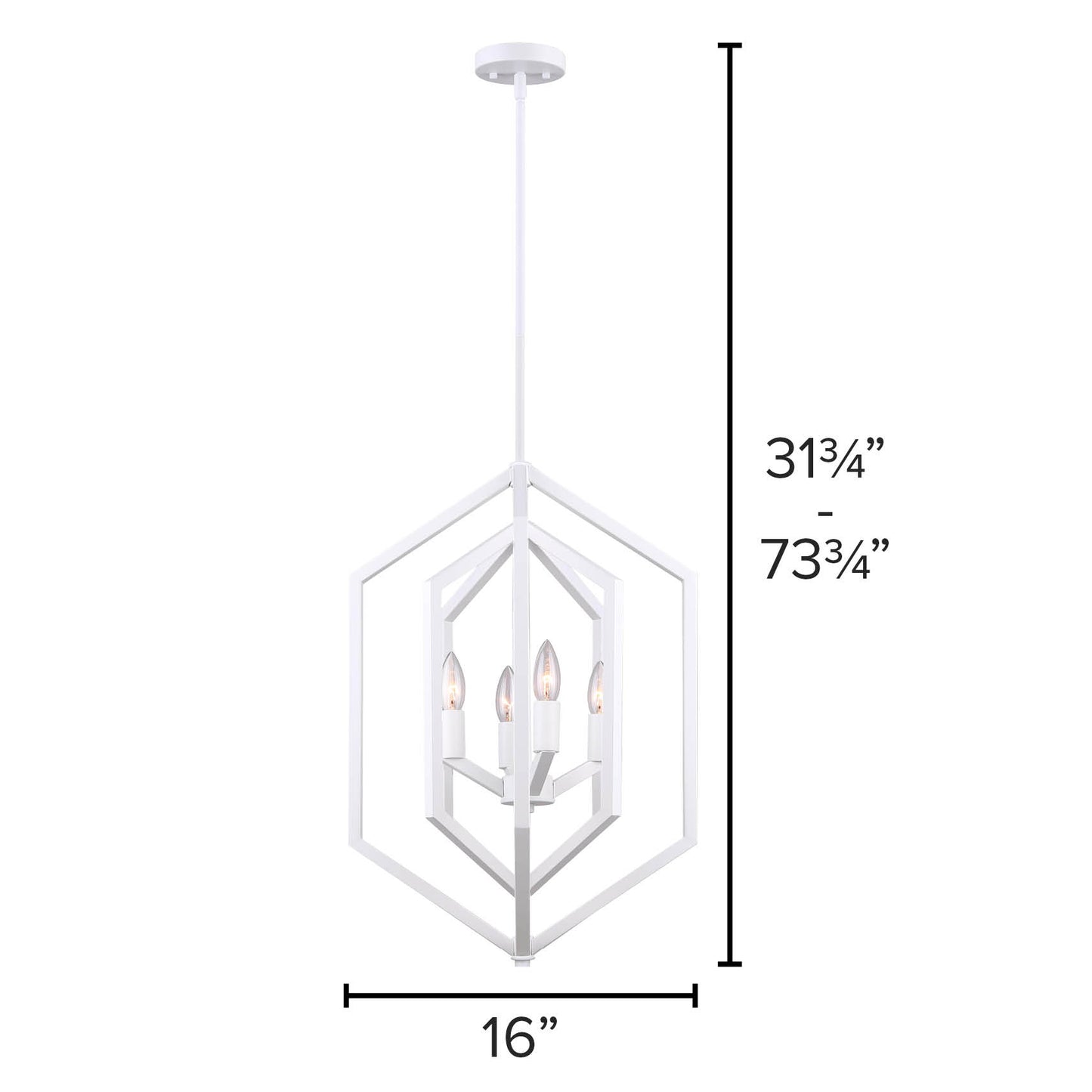 NETTO, ICH1010A04WH16, MWH Color, 4 Lt 16inch Wide Rod Chandelier