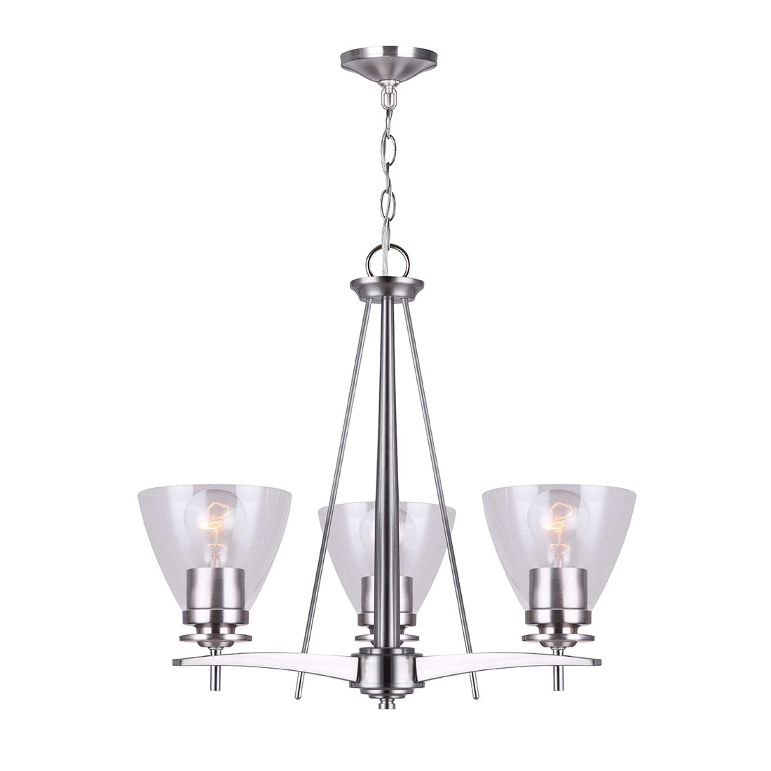 NEW YORKER, ICH256A03BN-RG, 3 Lt Chandelier, Clear Glass