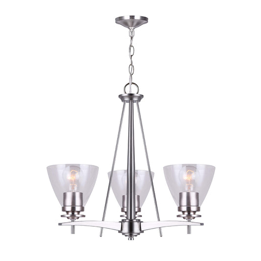 NEW YORKER, ICH256A03BN-RG, 3 Lt Chandelier, Clear Glass