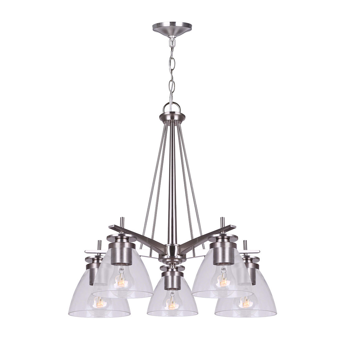 NEW YORKER, ICH256A05BN-RG, 5 Lt Chandelier, Clear Glass,