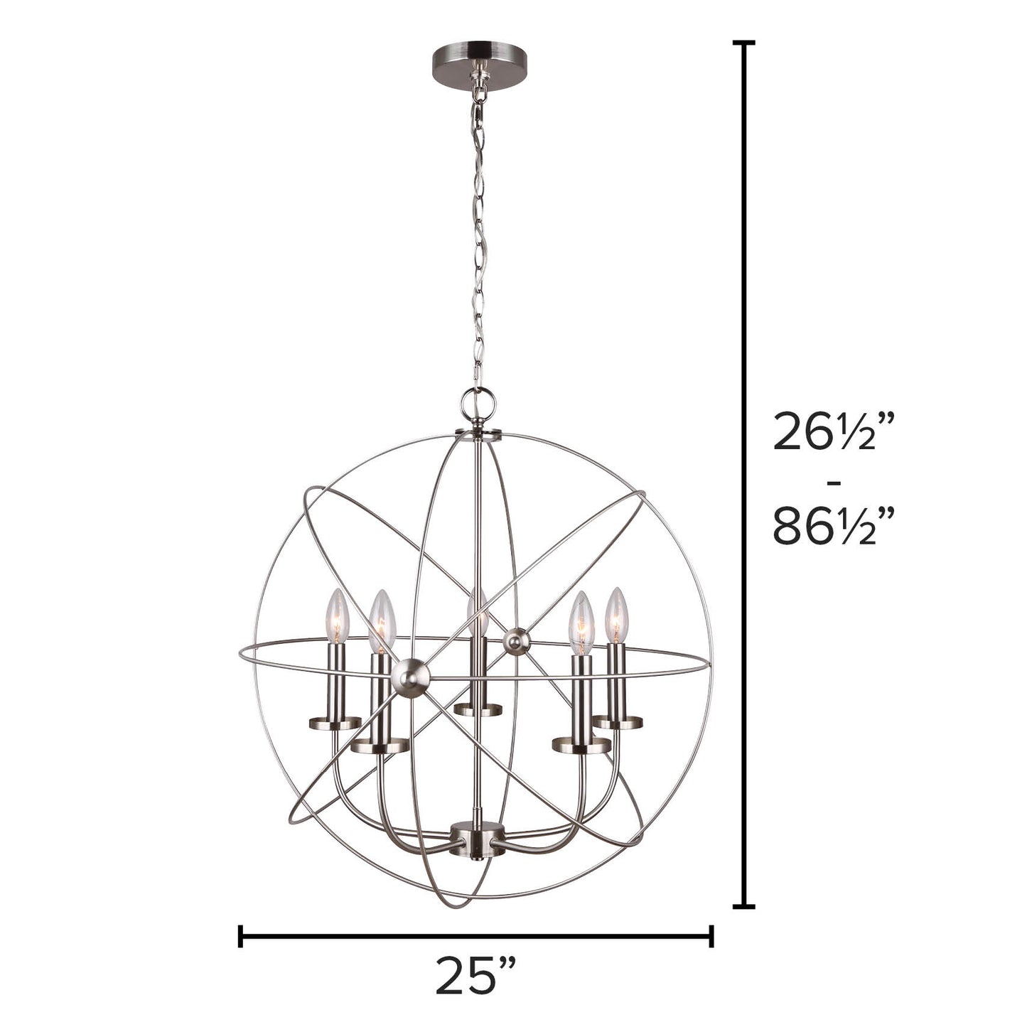 SUMMERSIDE, ICH282B05BN25, 5 Lt Chain Chandelier