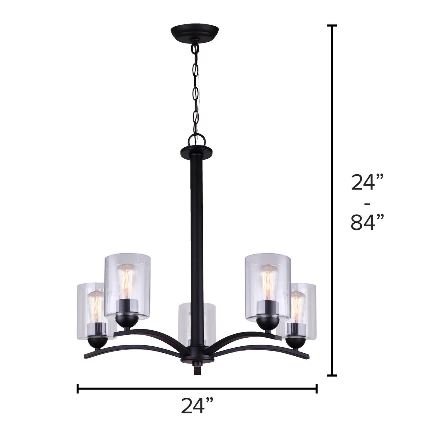 HAMPTON, ICH370A05BK-CL, MBK Color, 5 Lt Chain Chandelier