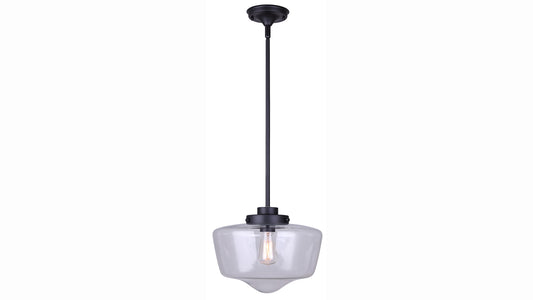 photo of 1 light pendant in black finish with clear glass 