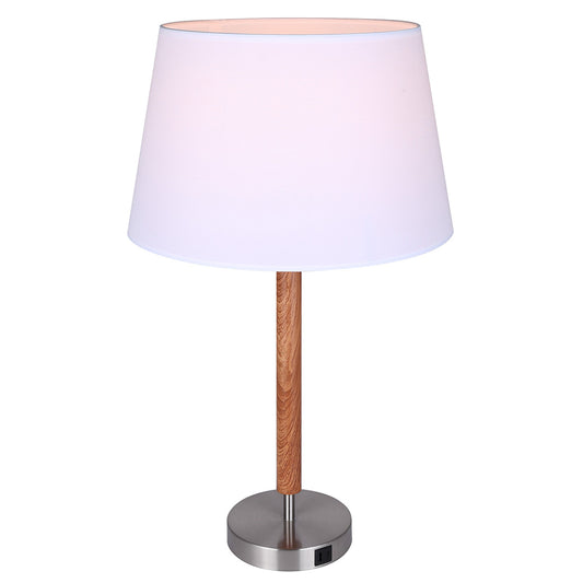 MALY, ITL2137B26BNW, BN + Faux Wood Color, 1 Lt Table Lamp