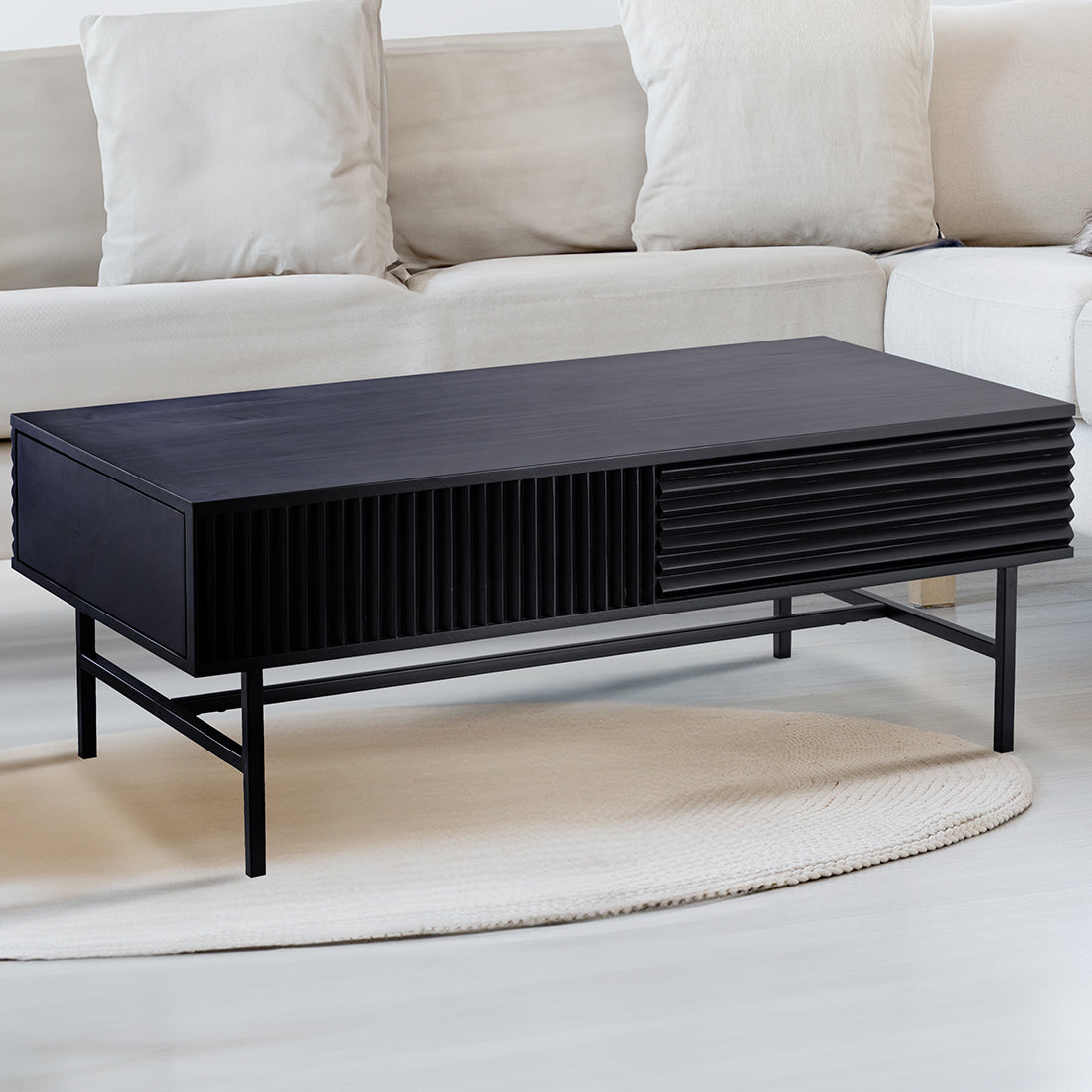 ELLINGTON Coffee Table Table Black Iron/Black Wood